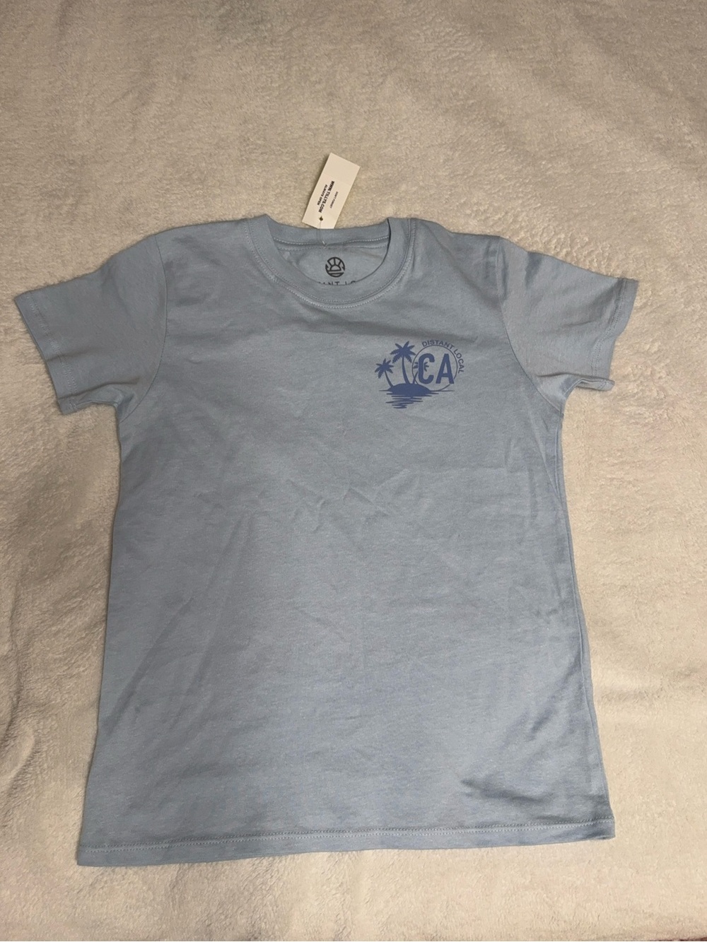 Light Blue girls Kids T-Shirt with Palm Graphic nwt sz S